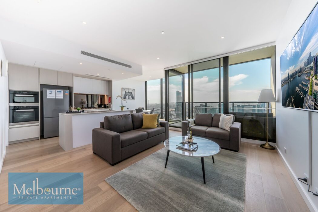 Docklands corporate apartment with dedicated workspace for a monthly Melbourne stay